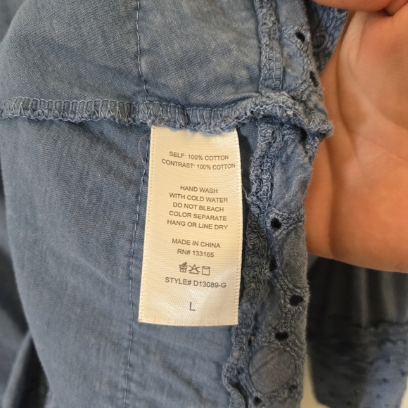 Altar'd State Blue Long Sleeve Top with Crochet Hem Large - Picture 6 of 6